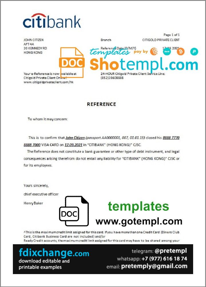 download-hong-kong-citibank-bank-account-closure-reference-letter