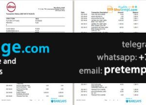 download South Africa ABSA bank statement easy to fill template free fonts (9 pages)