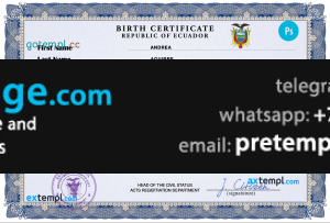 download Ecuador birth certificate template free fonts, completely editable