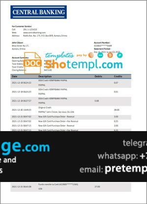 download Eritrea Central bank statement template free fonts