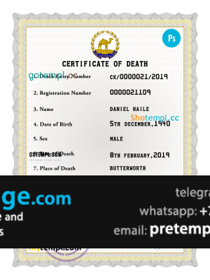 download Eritrea vital record death certificate template free fonts