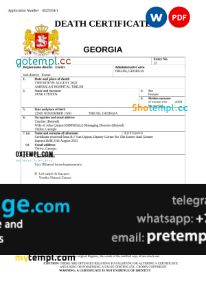 download Georgia vital record death certificate template free fonts
