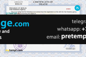 download Germany death certificate template free fonts, completely editable