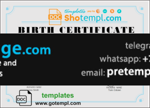 download USA Birth certificate template free fonts