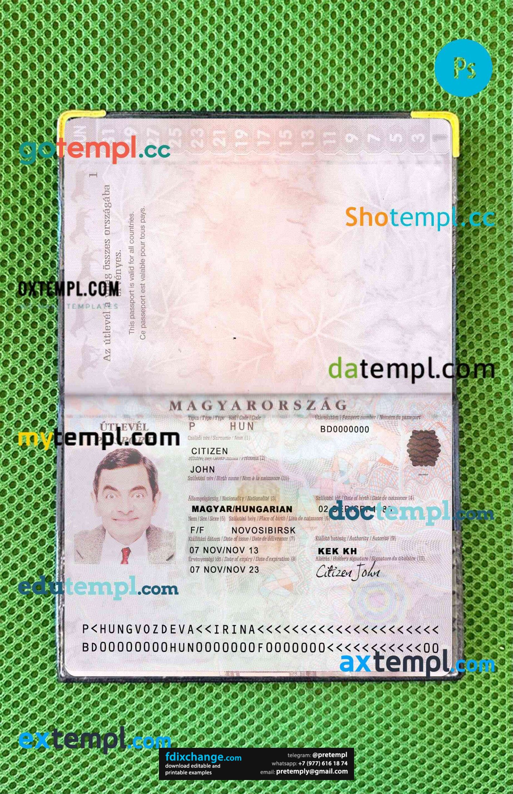 download Hungary passport photo look template free fonts, 2 in 1