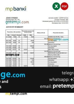 download Iceland MP bank statement template free fonts