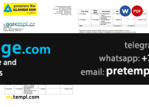 download India Allahabad Bank statement, template free fonts, 2 pages