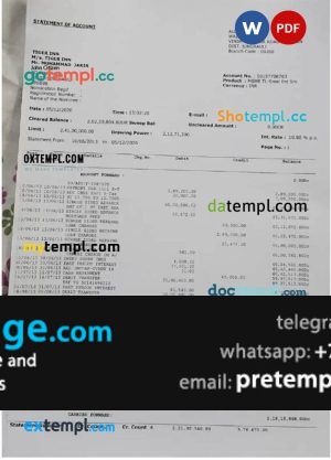 download INDIA ALLAHABAD bank statement template free fonts