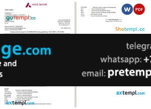 download India Axis bank statement template free fonts, 2 pages, version 2