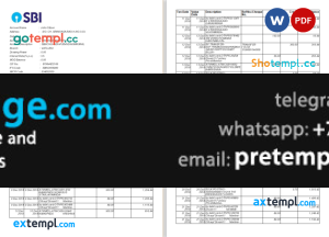 download India SBI bank statement template free fonts, 2 pages