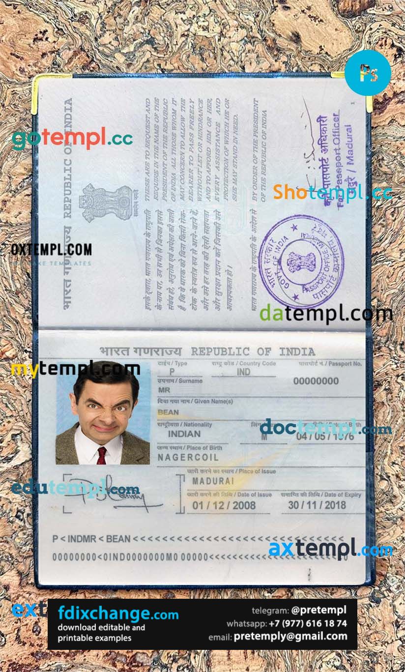 download India passport photo look template free fonts, 2 in 1