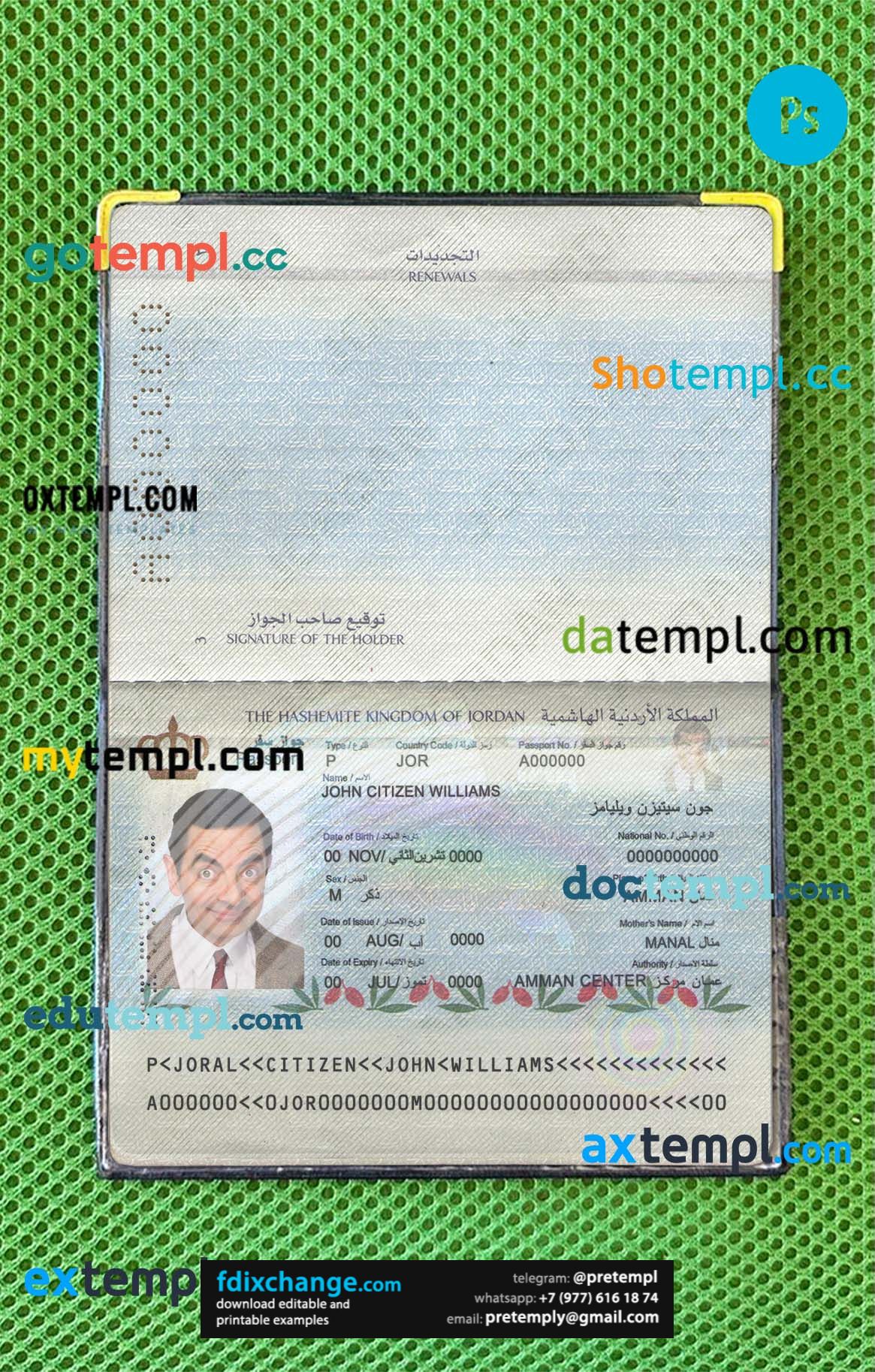 download Jordan passport photo look template free fonts, 2 in 1