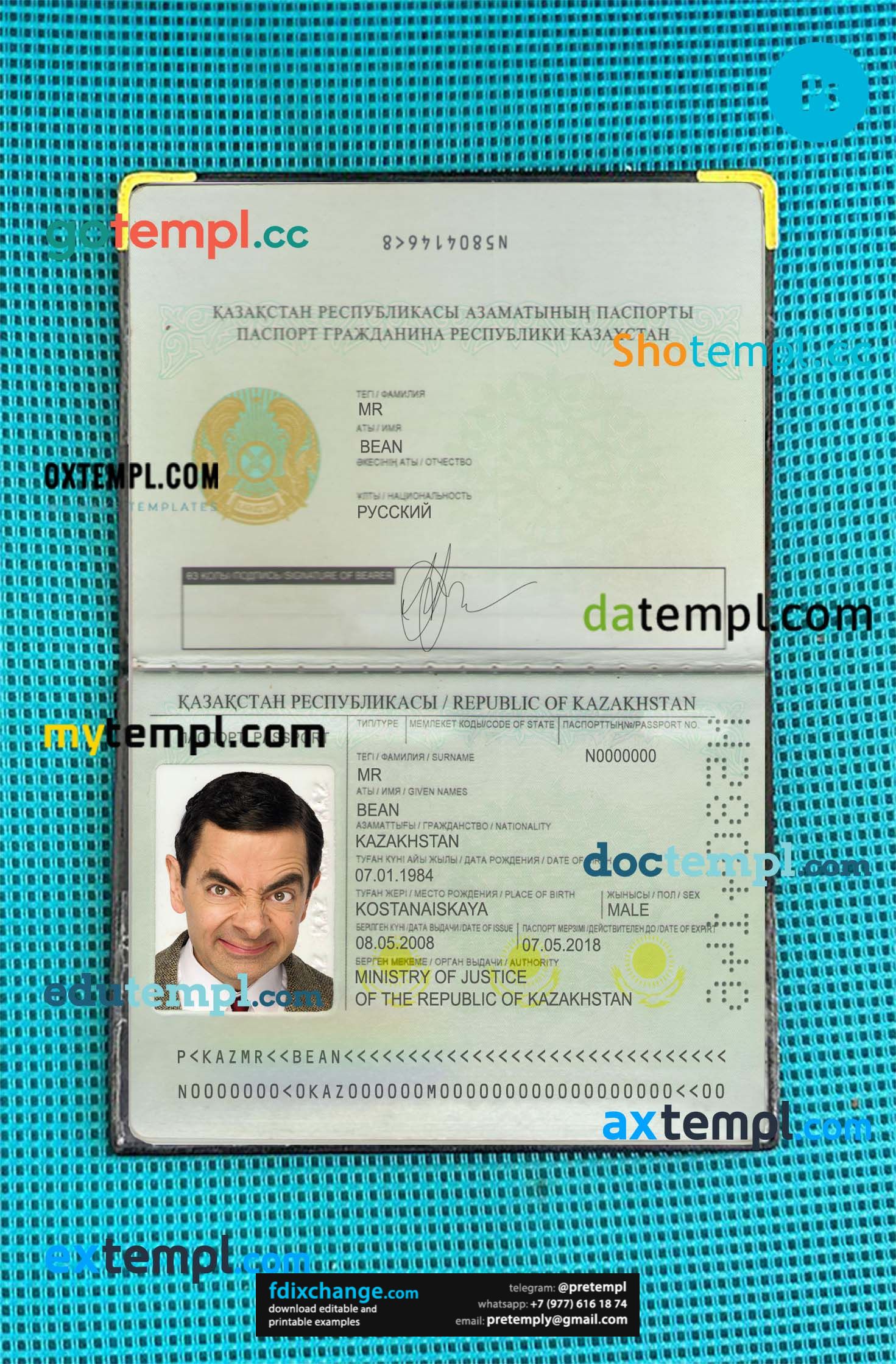 download Kazakhstan passport photo look template free fonts (1991-2009), 2 in 1
