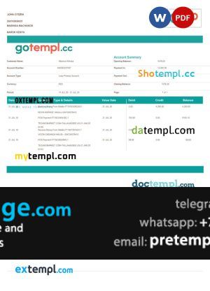 download Kenya Loop bank statement template free fonts