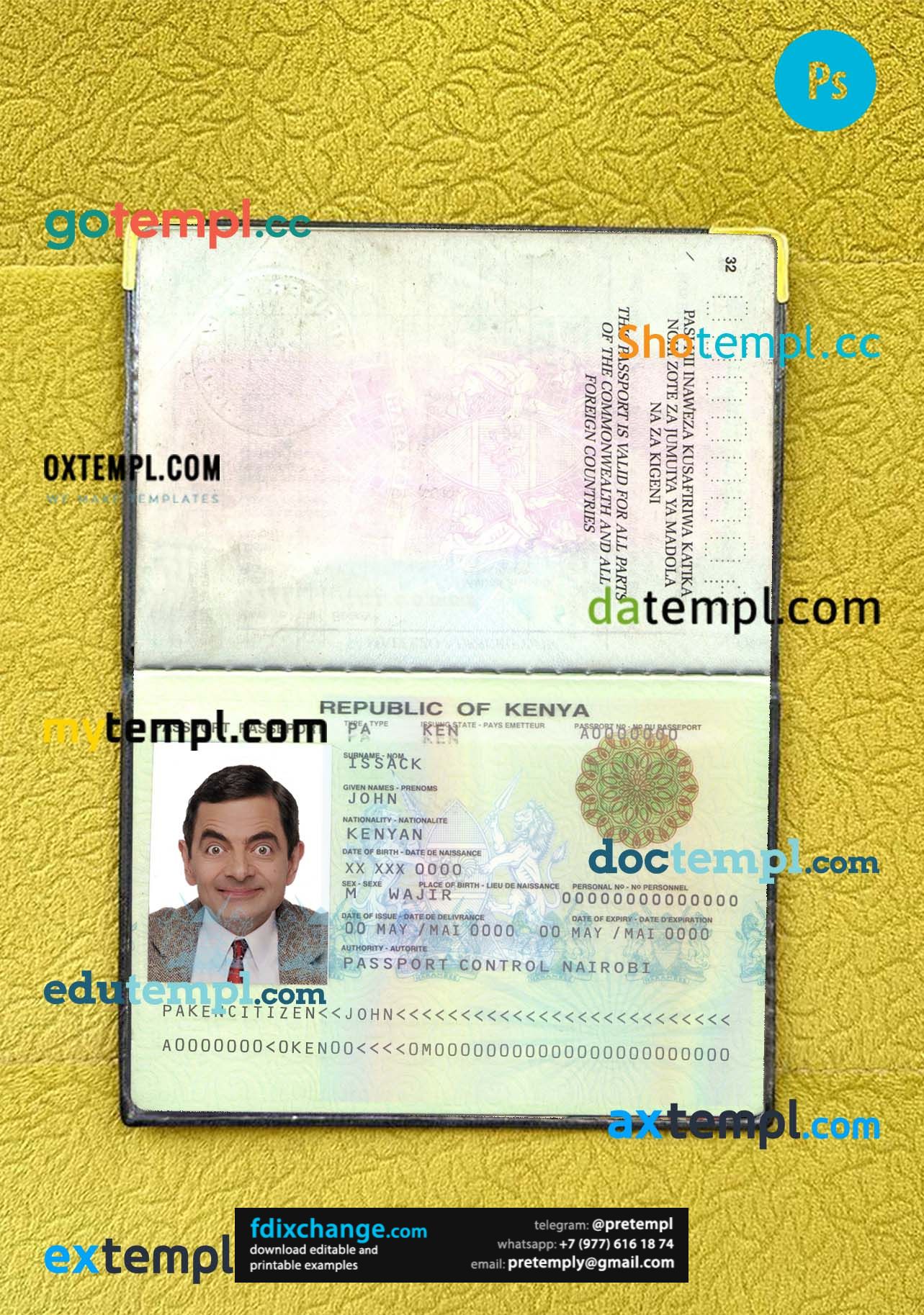 download Kenya passport photo look template free fonts (2011-2019), 2 in 1