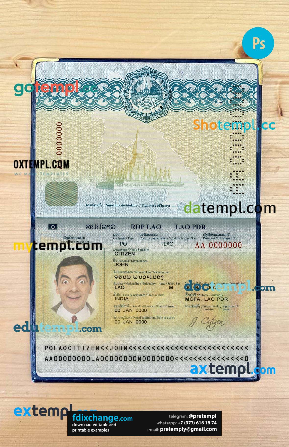 download Laos passport photo look template free fonts, 2 in 1