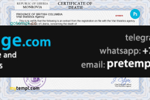 download Liberia death certificate template free fonts, completely editable
