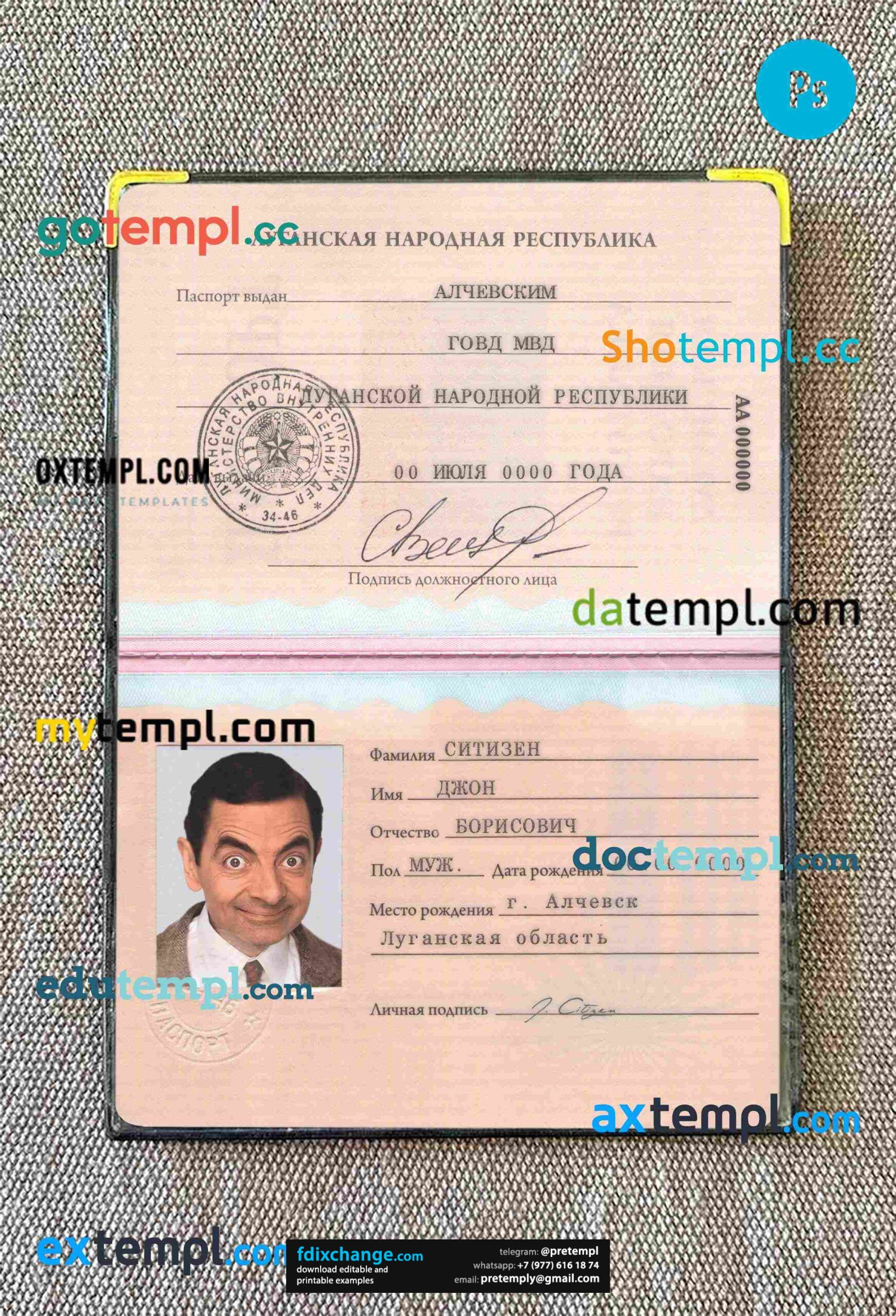 download Luhansk People s republic passport template free fonts, 2 in 1