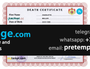 download Luxembourg vital record death certificate template free fonts