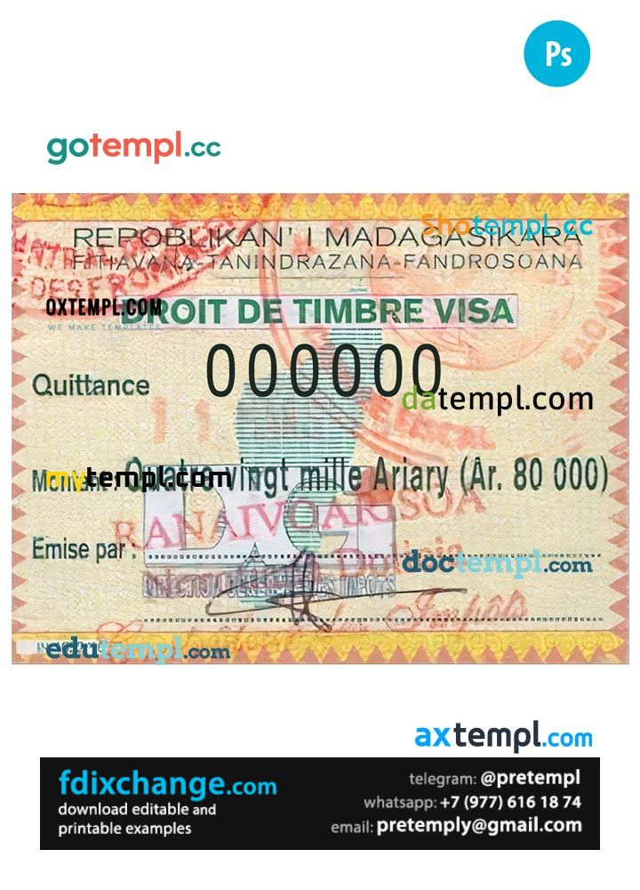 download Madagascar travel visa template free fonts