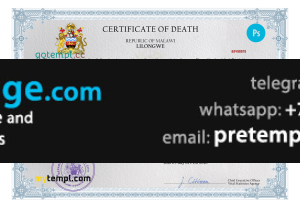 download Malawi death certificate template free fonts, completely editable