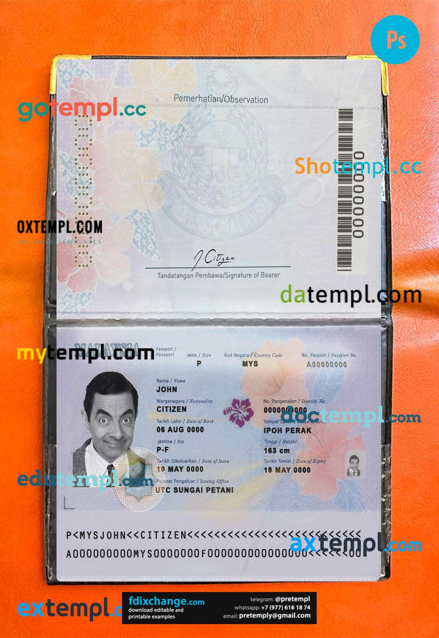 download Malaysia passport photo look template free fonts (2017-present),2 in 1