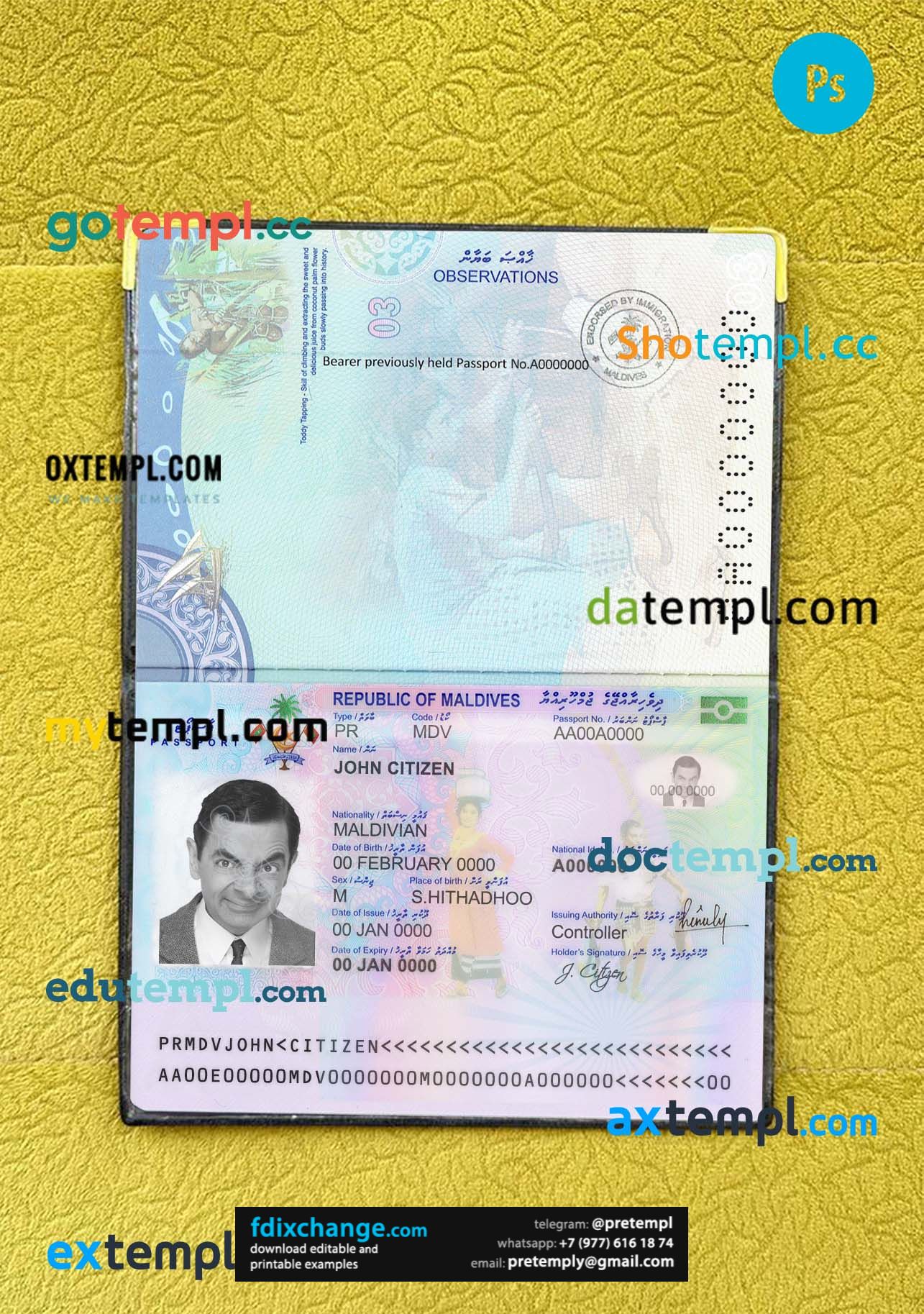 download Maldives passport photo look template free fonts, 2 in 1