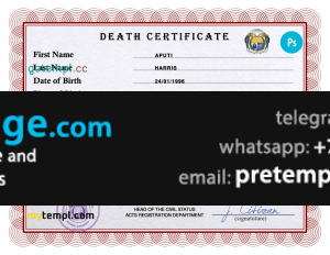 download Nauru vital record death certificate template free fonts