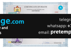 download Netherlands death certificate template free fonts, completely editable