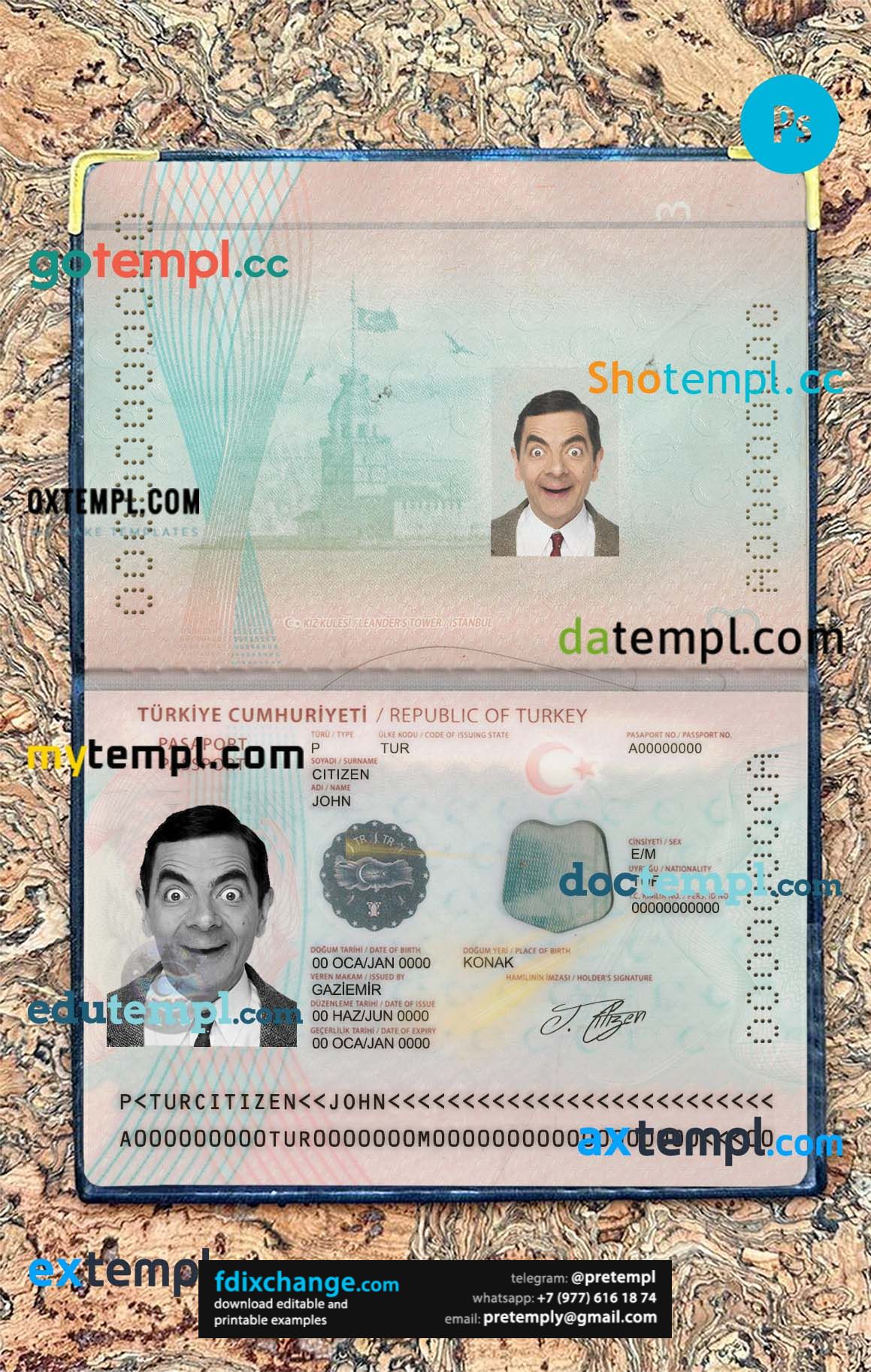 download New Turkey passport photo look template free fonts, 2 in 1