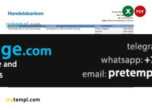 download Norway Handelsbank statement template free fonts