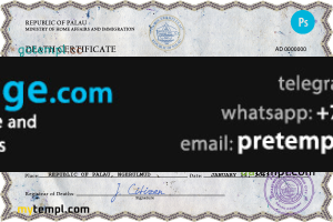 download Palau death certificate template free fonts, completely editable