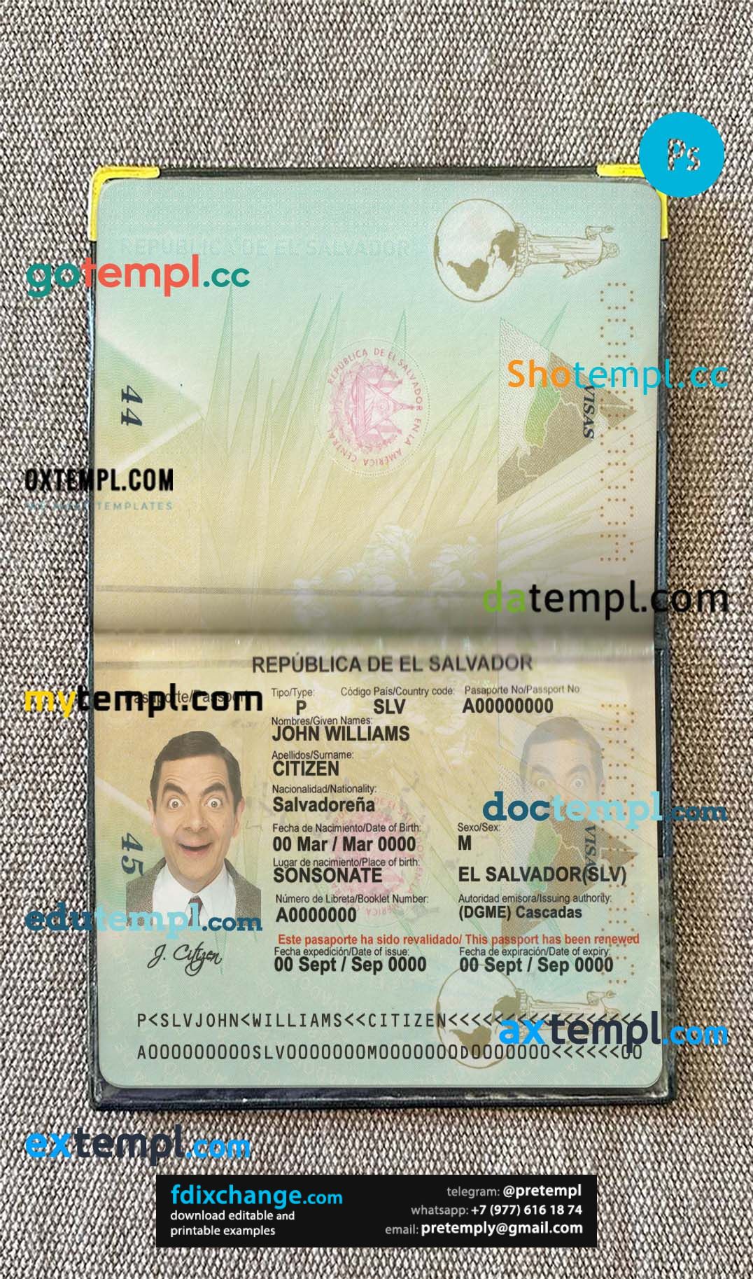 download Salvador passport template free fonts, 2 in 1