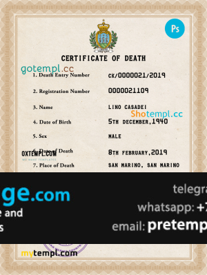 download Samoa vital record death certificate template free fonts