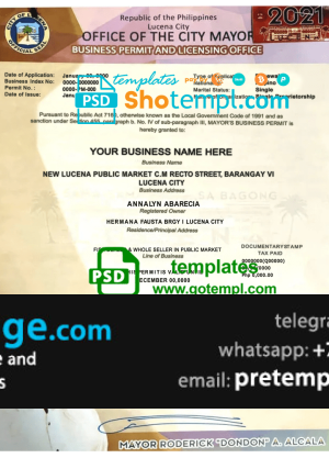 download Philippines City of Lucena private entrepreneur certificate template free fonts