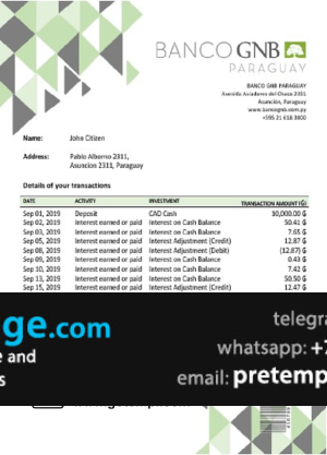 download Paraguay Banco Continental S.A.E.C.A. bank statement template free fonts, good for address prove