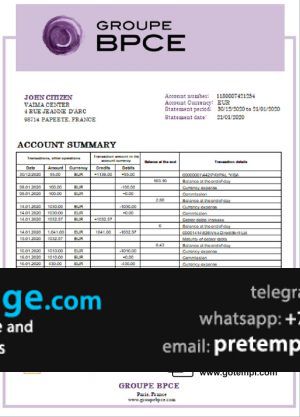 download France Groupe BPCE bank statement template free fonts