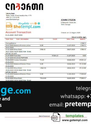 download Georgia Liberty Bank proof of address statement template free fonts, fully editable