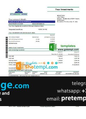 download Montenegro Atlasmont Bank statement template free fonts template free fonts
