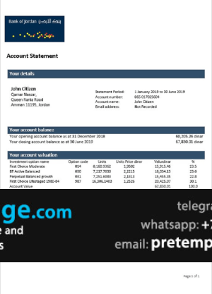 download Jordan Bank of Jordan proof of address bank statement template free fonts