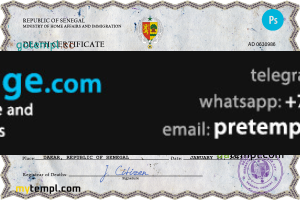 download Senegal vital record death certificate template free fonts