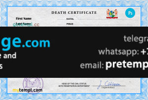 download Suriname vital record death certificate template free fonts, completely editable
