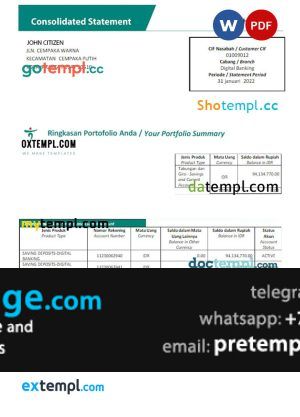 download UAE KEB HANA bank statement template free fonts