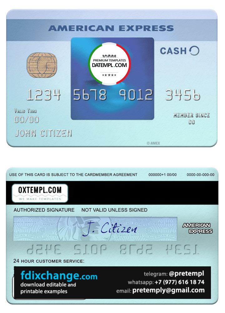 download USA California BlueVine bank Blue Cash Everyday® card from Amex template free fonts, fully editable