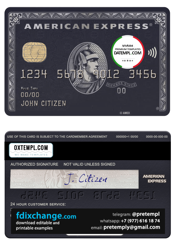 download USA JP Morgan Chase bank AMEX black card template free fonts, fully editable
