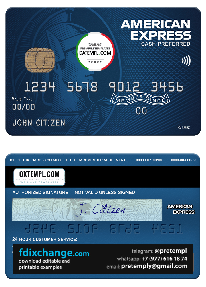 download USA North Carolina BB&T Corp. bank AMEX blue cash preferred card template free fonts, fully editable