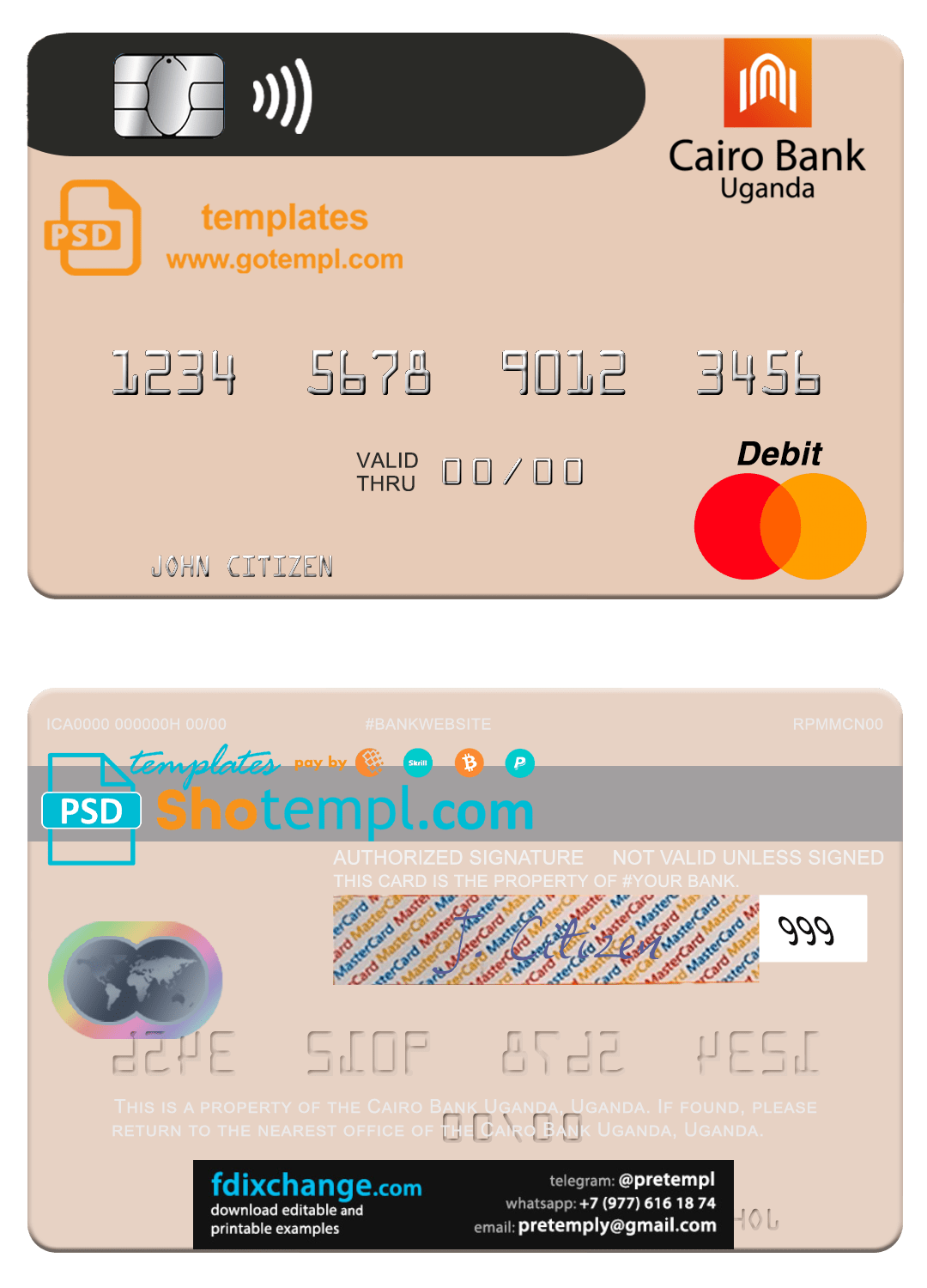 download Uganda Cairo Bank Uganda mastercard template free fonts