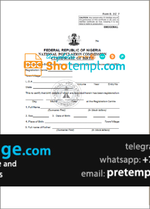 download Nigeria birth certificate template free fonts