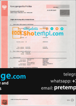 download Poland marriage certificate template free fonts