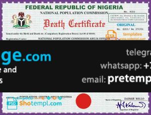 download Nigeria death certificate template free fonts, fully editable